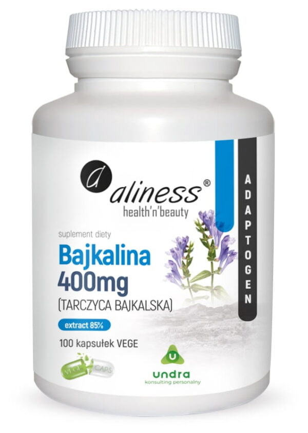 Bajkalina (Tarczyca bajkalska) Extract 85% 400 mg x 100 Vege caps.